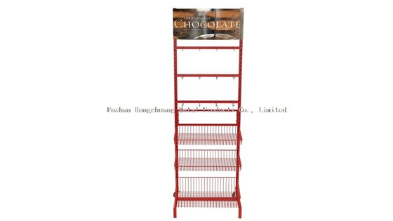 Supermarket i sklep spożywczy mają trzy kosze Candy Snacks Food Display Rack z reklamą