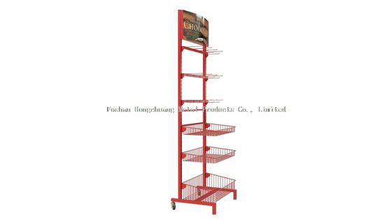 Supermarket i sklep spożywczy mają trzy kosze Candy Snacks Food Display Rack z reklamą