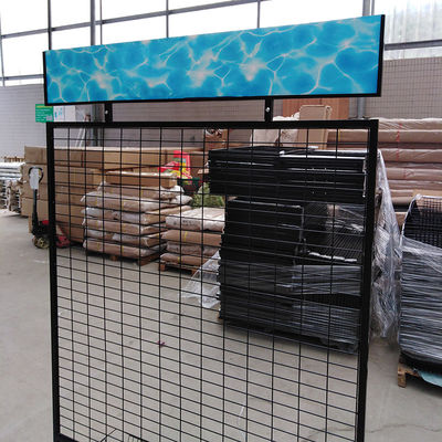 Wielofunkcyjny wiszący stojak z siatki drucianej w supermarkecie z billboardami z PVC