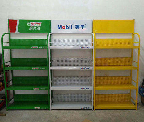 Niestandardowe regały supermarketowe Akcesoria samochodowe Stojak ekspozycyjny Zielony Żółty Biały