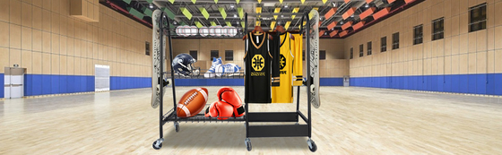 Metalowy stojak na piłki do garażu Rolling Organizer do przechowywania sprzętu sportowego z koszami